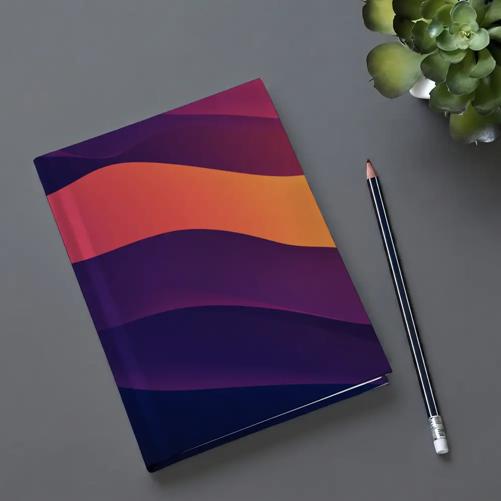 Abstract Purple Orange Wave Flow Art – Notebooks