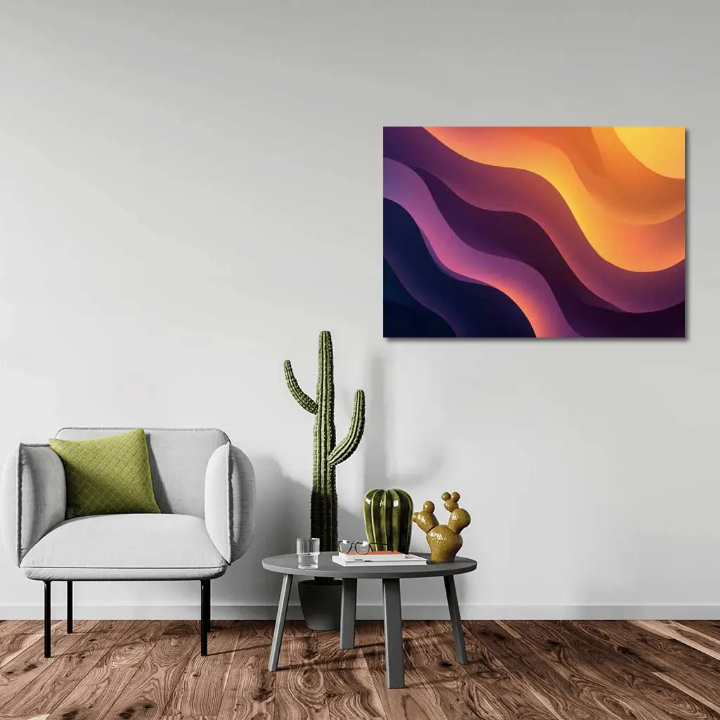 Purple Orange Abstract Flowing Waves Art – Wall Art