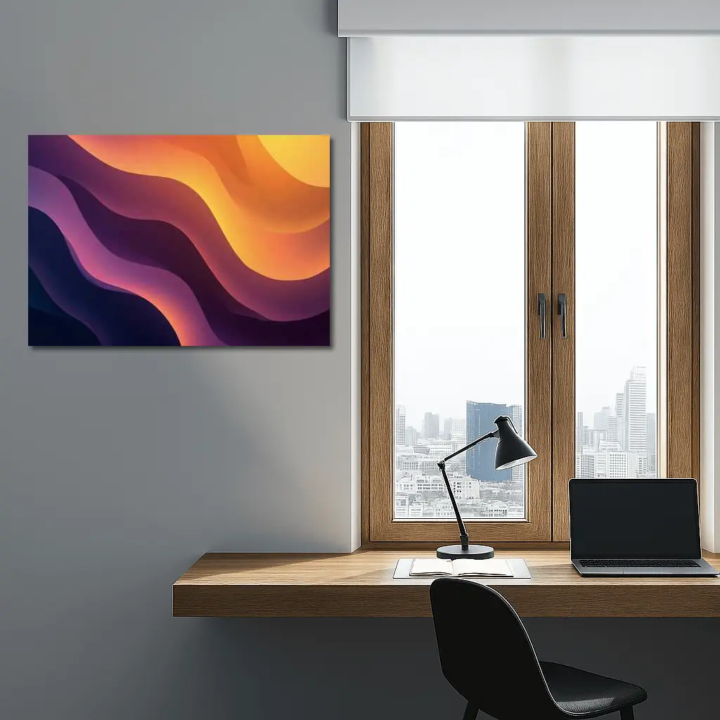 Purple Orange Abstract Flowing Waves Art – Wall Art