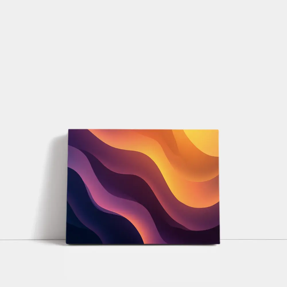 Purple Orange Abstract Flowing Waves Art – Wall Art