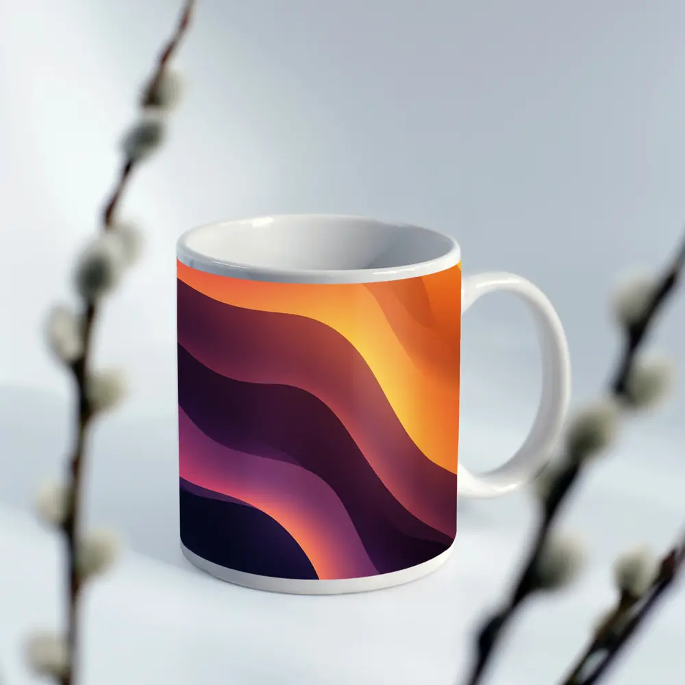 Purple Orange Abstract Flowing Waves Art – Mugs