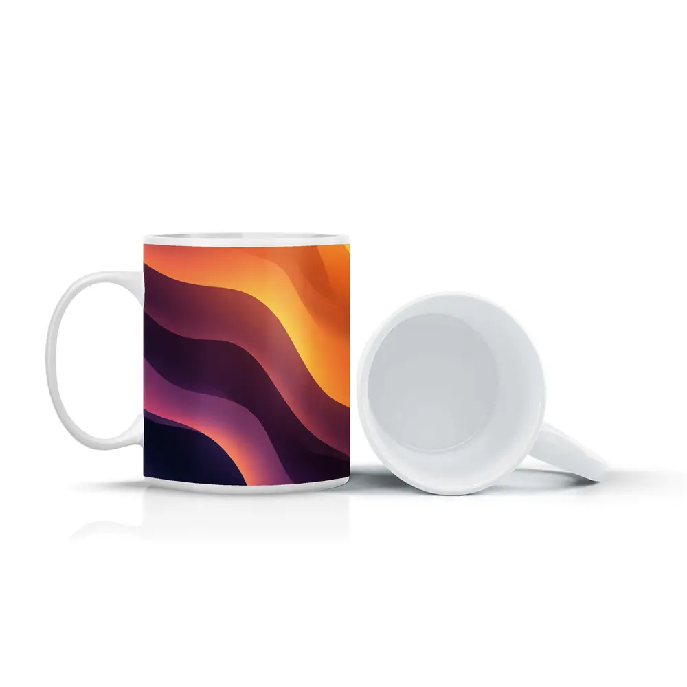 Purple Orange Abstract Flowing Waves Art – Mugs