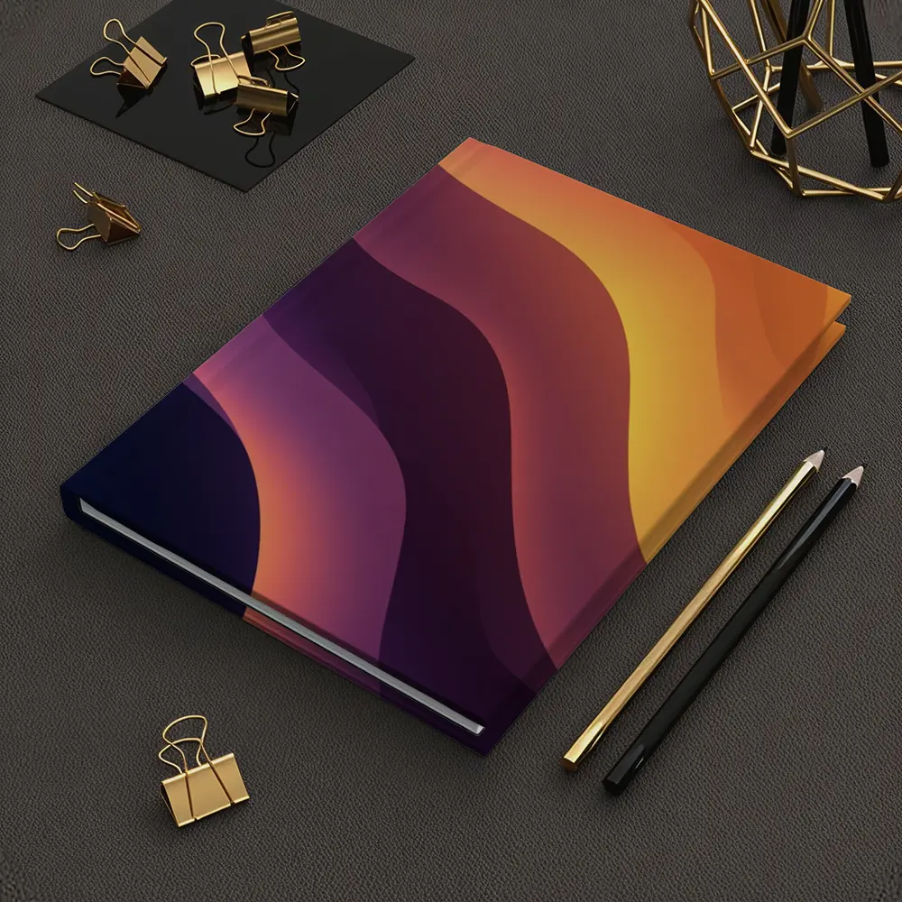 Purple Orange Abstract Flowing Waves Art – Notebooks
