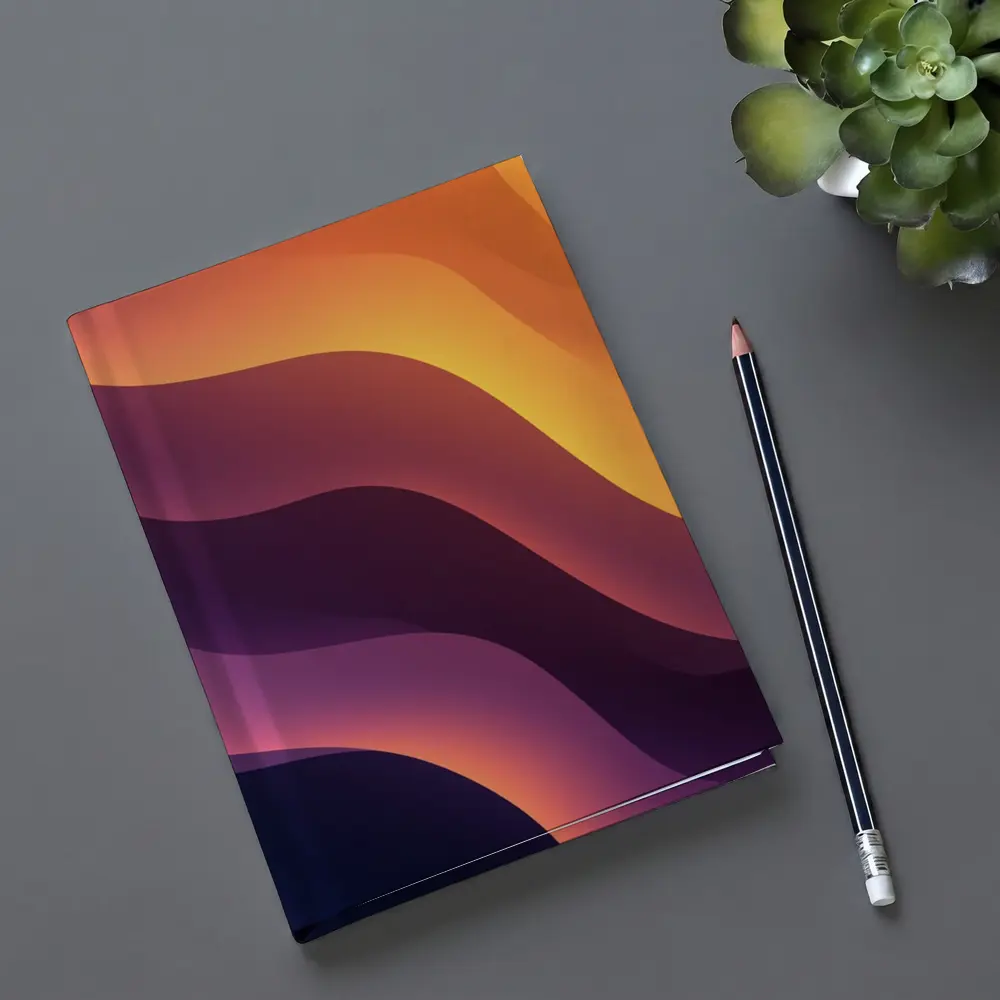 Purple Orange Abstract Flowing Waves Art – Notebooks