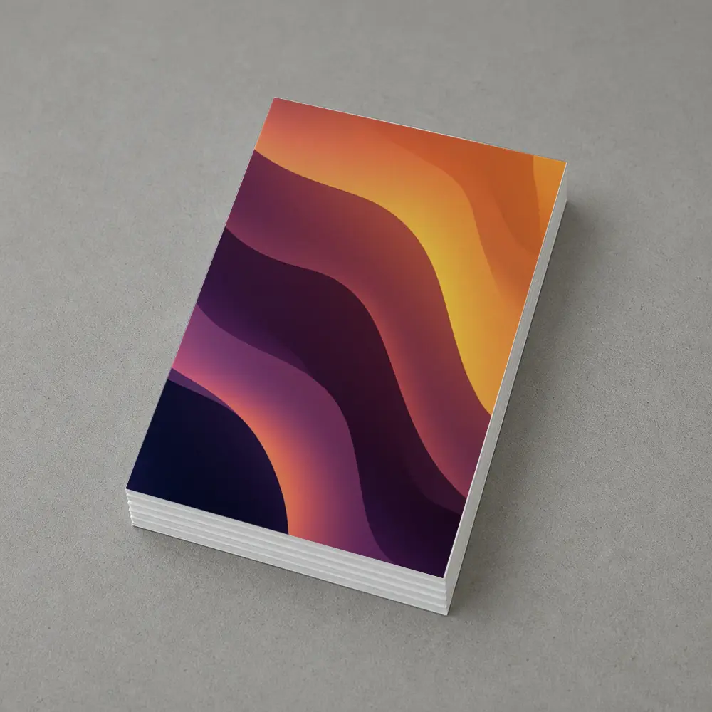 Purple Orange Abstract Flowing Waves Art – Postcards