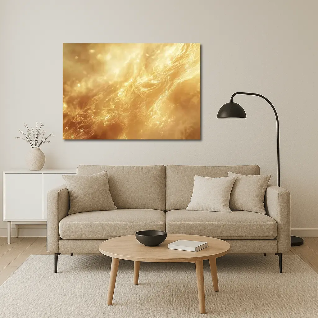 Golden Abstract Liquid Wave Flowing Art – Wall Art