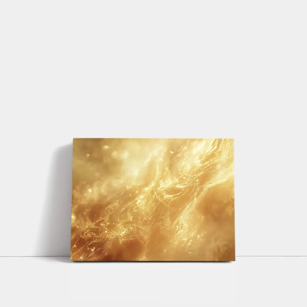 Golden Abstract Liquid Wave Flowing Art – Wall Art