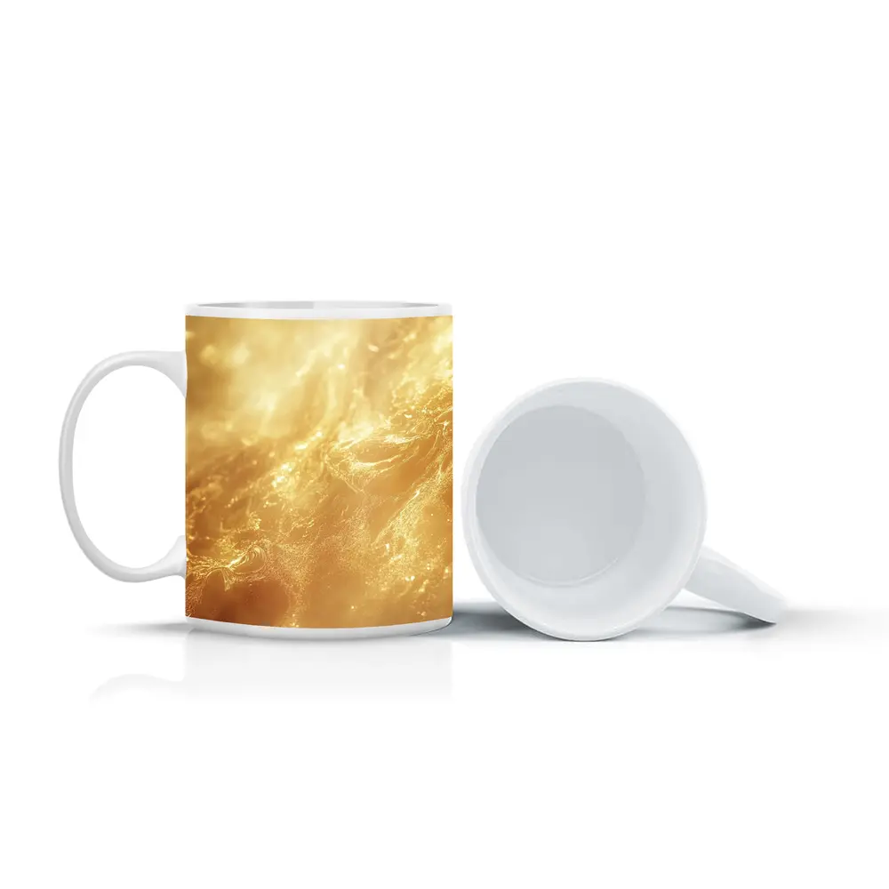 Golden Abstract Liquid Wave Flowing Art – Mugs