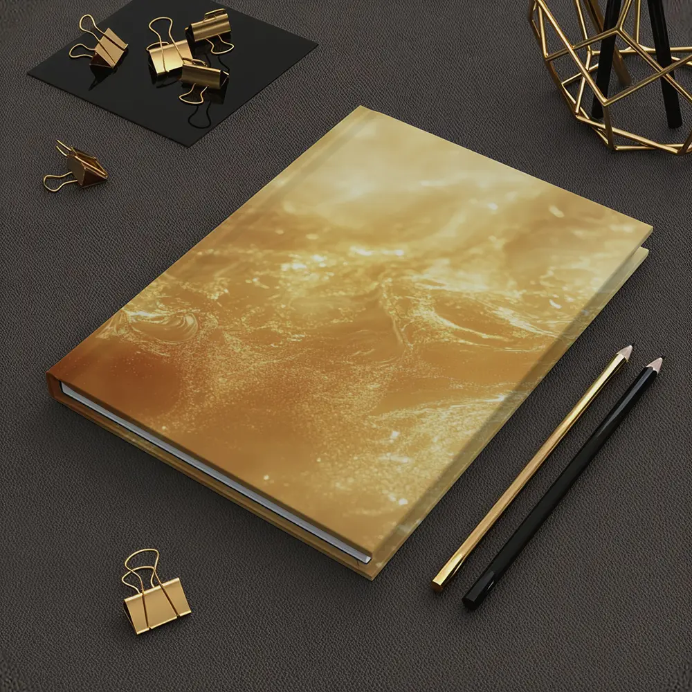 Golden Abstract Liquid Wave Flowing Art – Notebooks