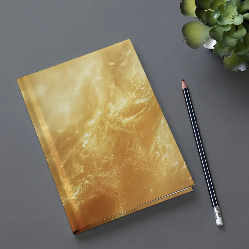 Golden Abstract Liquid Wave Flowing Art – Notebooks