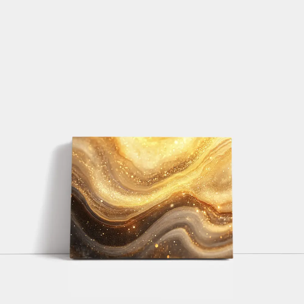 Gold Marble Abstract Swirling Glitter Flow – Wall Art