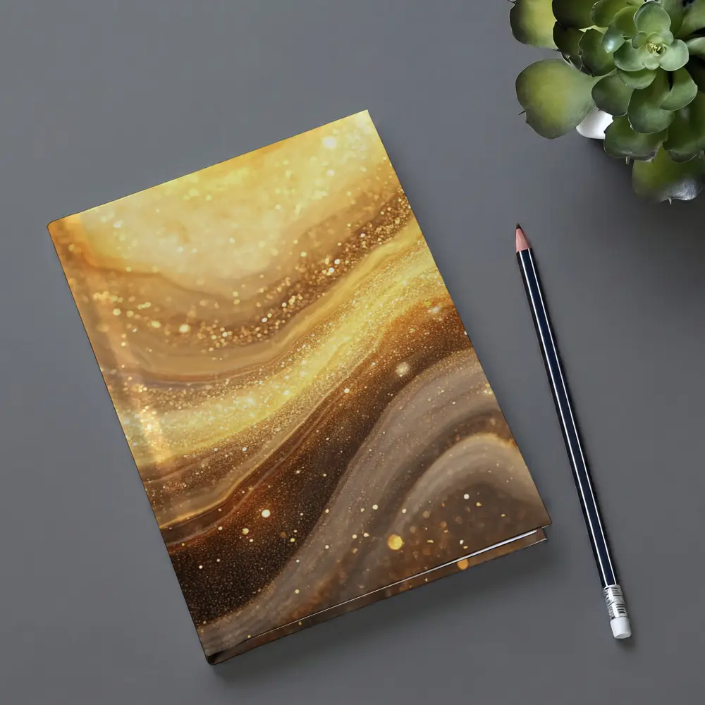 Gold Marble Abstract Swirling Glitter Flow – Notebooks
