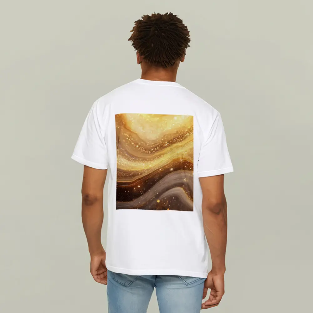 Gold Marble Abstract Swirling Glitter Flow – T-Shirts