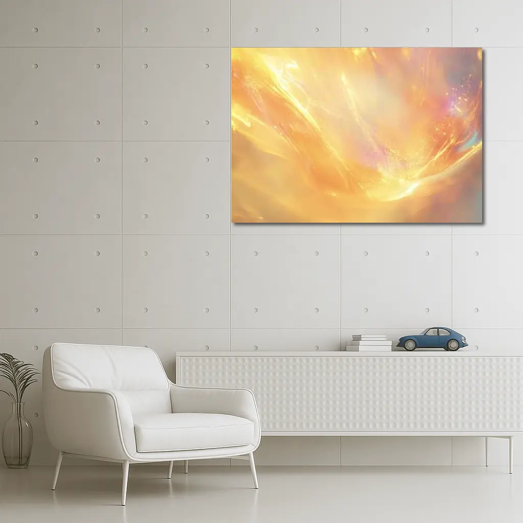 Golden Abstract Light Wave Art Print – Wall Art