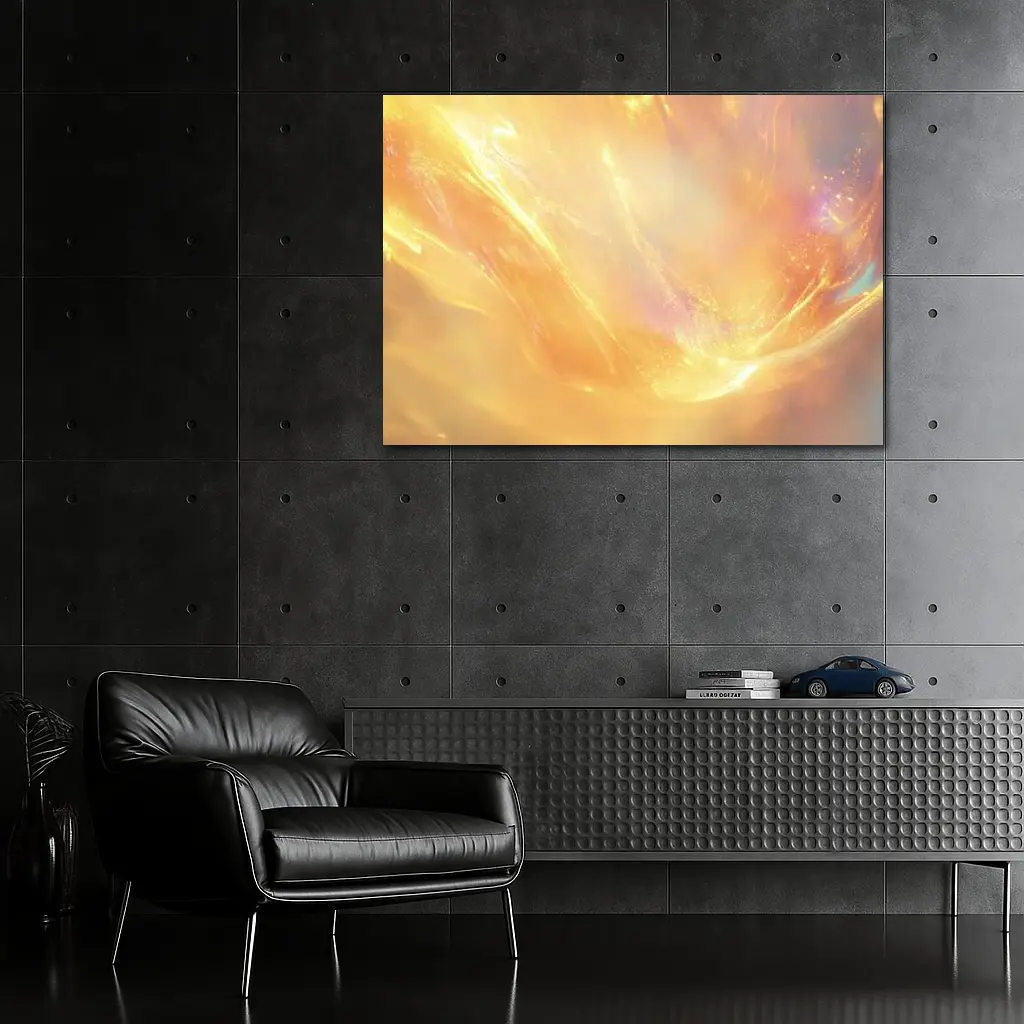 Golden Abstract Light Wave Art Print – Wall Art