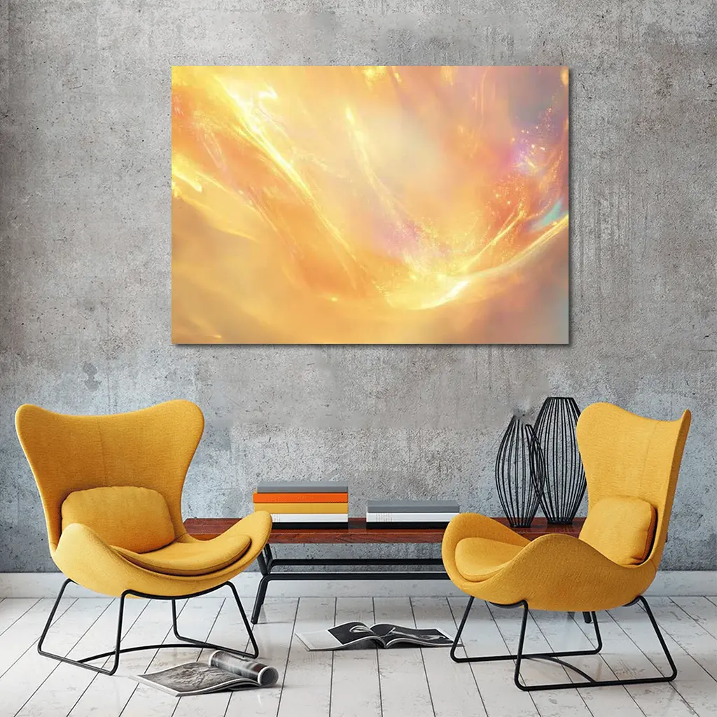 Golden Abstract Light Wave Art Print – Wall Art