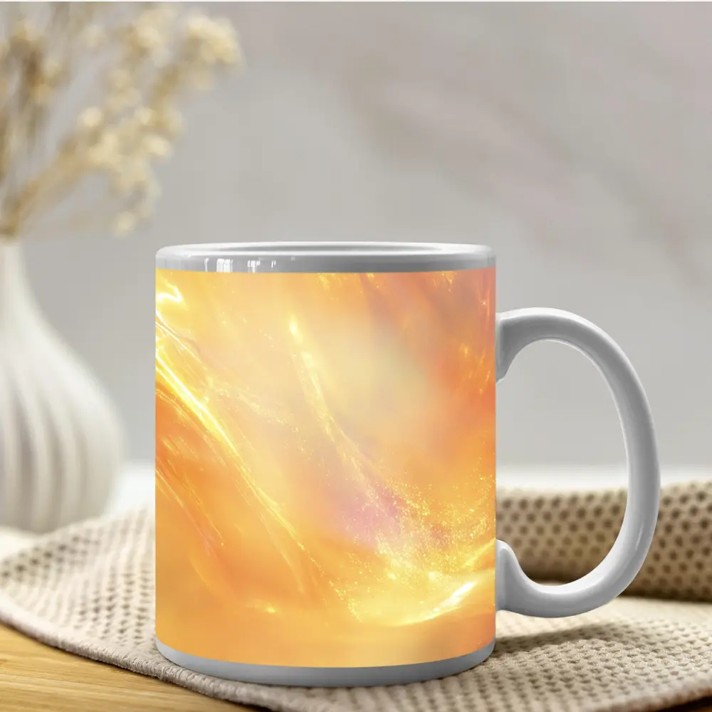 Golden Abstract Light Wave Art Print – Mugs