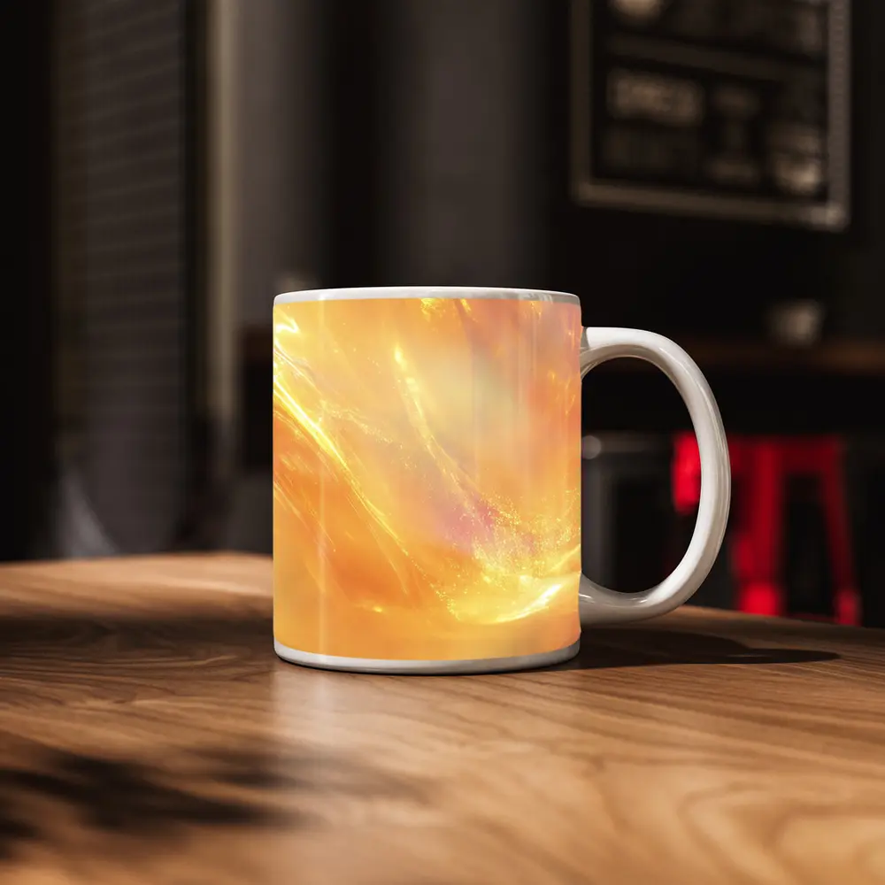 Golden Abstract Light Wave Art Print – Mugs
