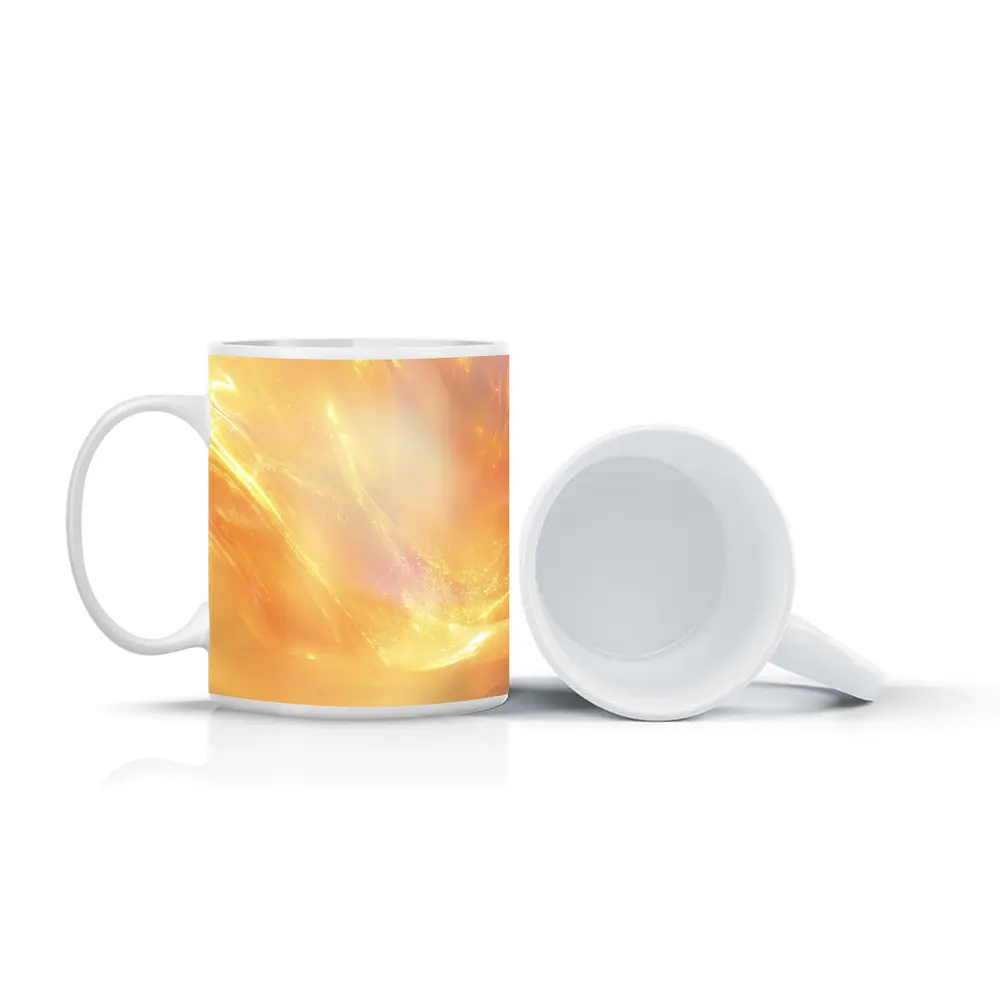 Golden Abstract Light Wave Art Print – Mugs