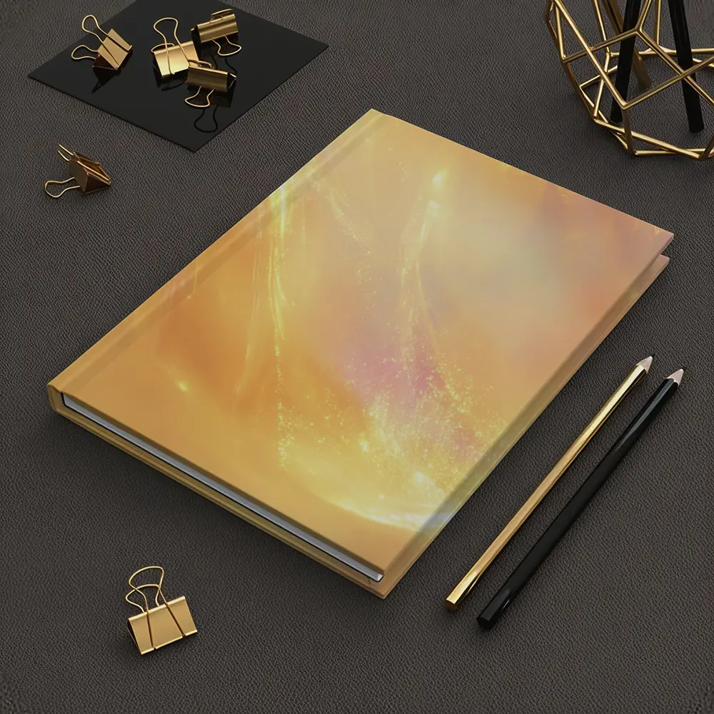 Golden Abstract Light Wave Art Print – Notebooks