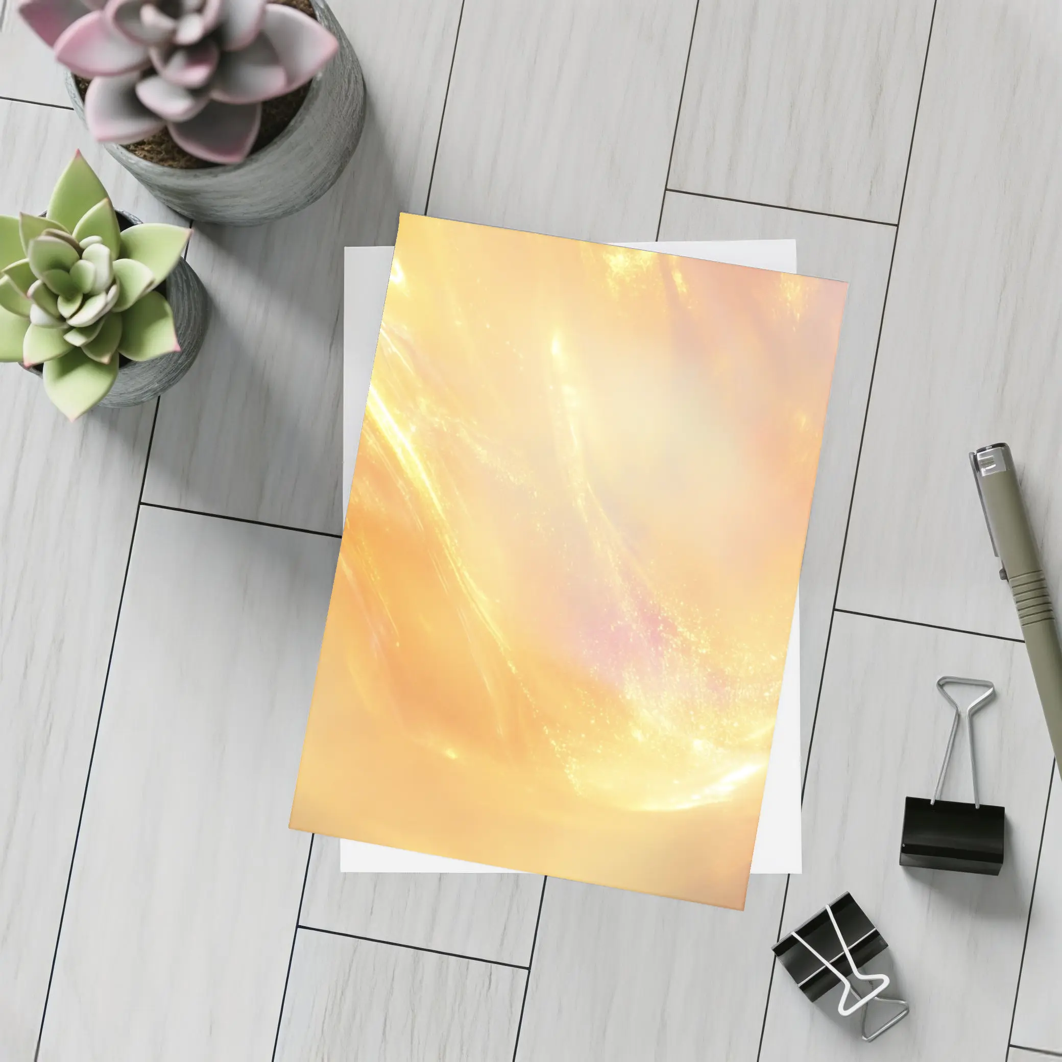 Golden Abstract Light Wave Art Print – Postcards