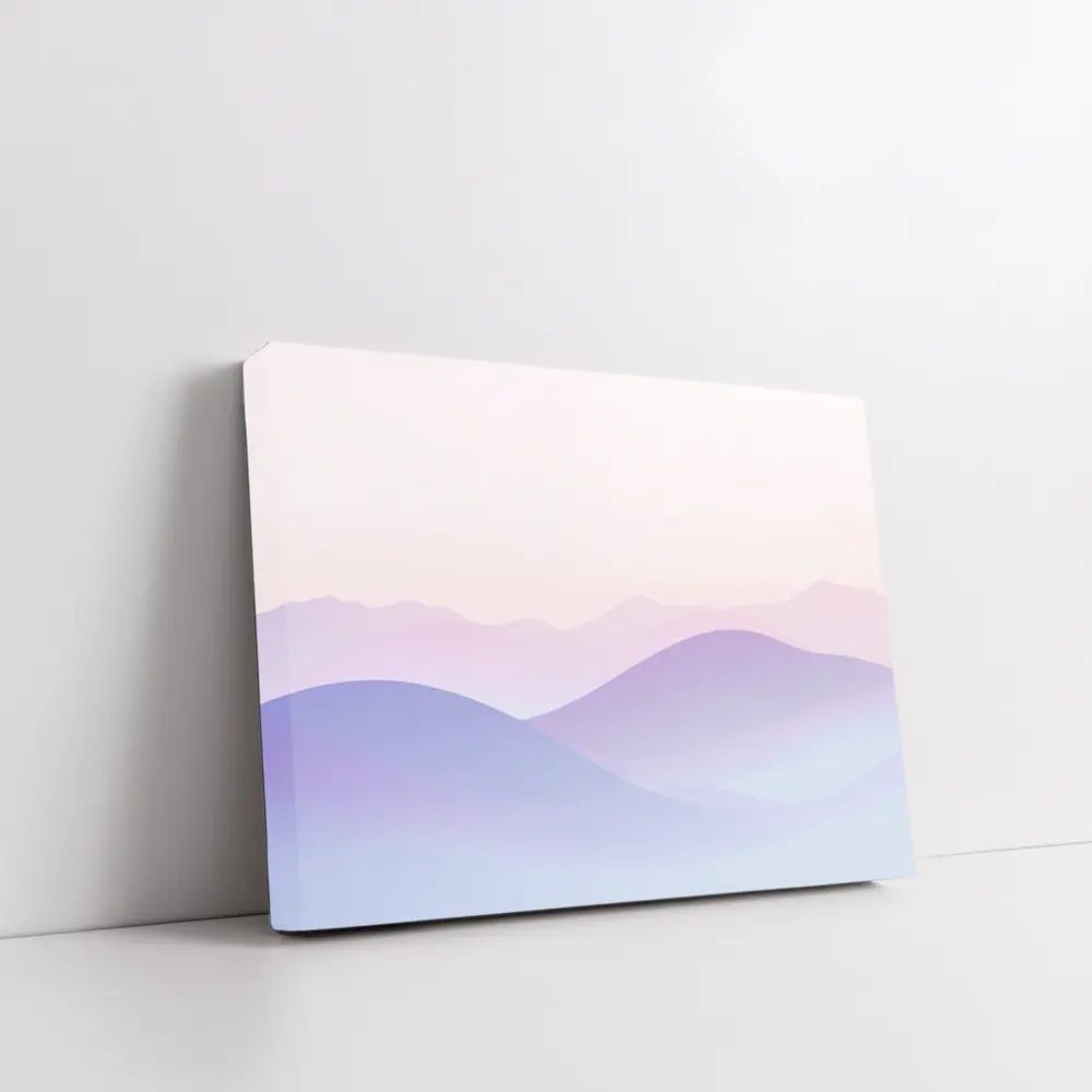 Pastel Purple Mountain Layers Soft Sky – Wall Art