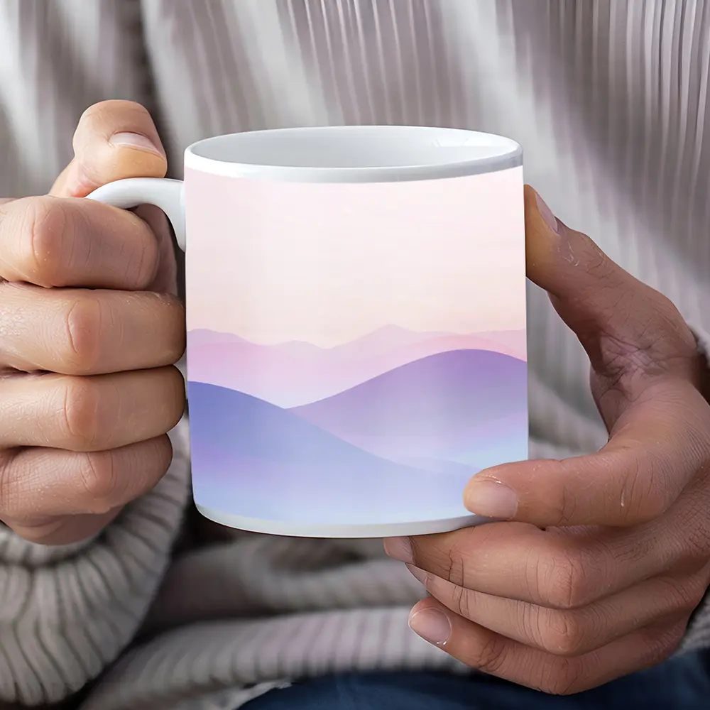 Pastel Purple Mountain Layers Soft Sky – Mugs