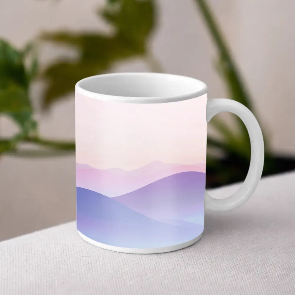 Pastel Purple Mountain Layers Soft Sky – Mugs
