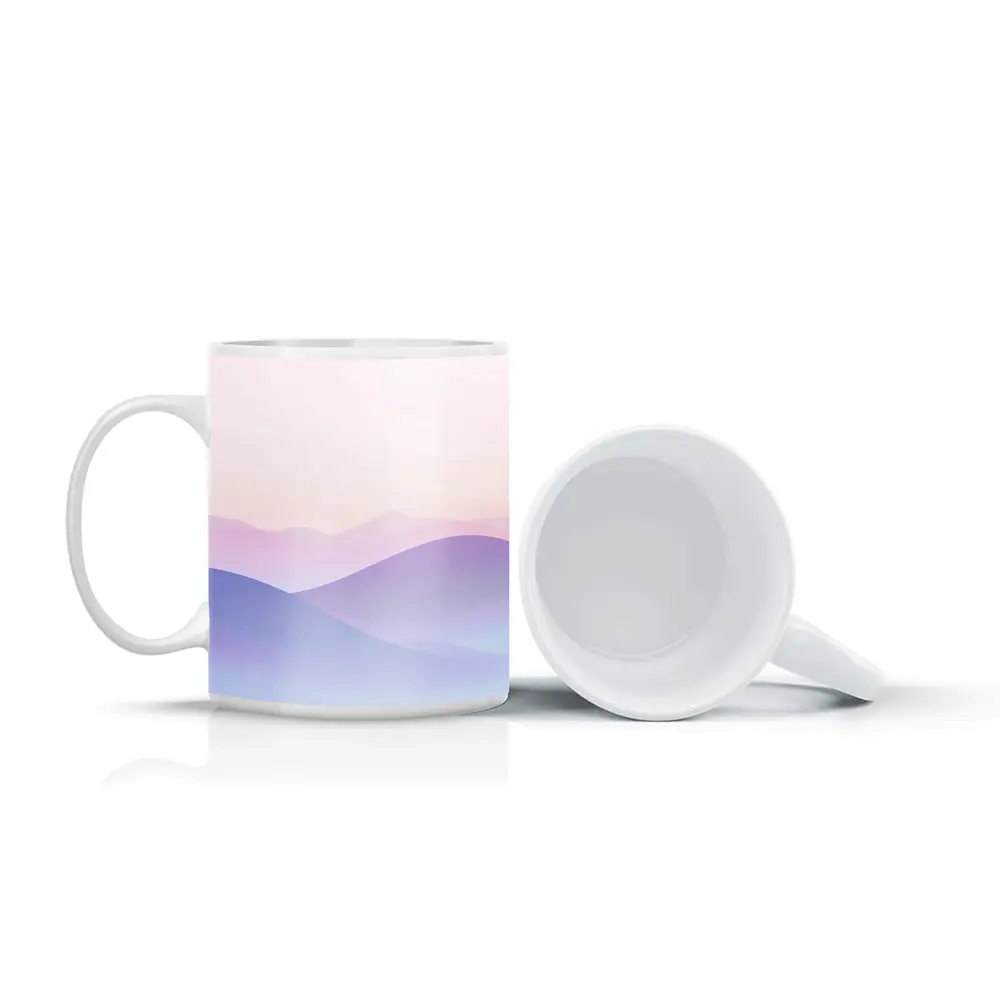 Pastel Purple Mountain Layers Soft Sky – Mugs