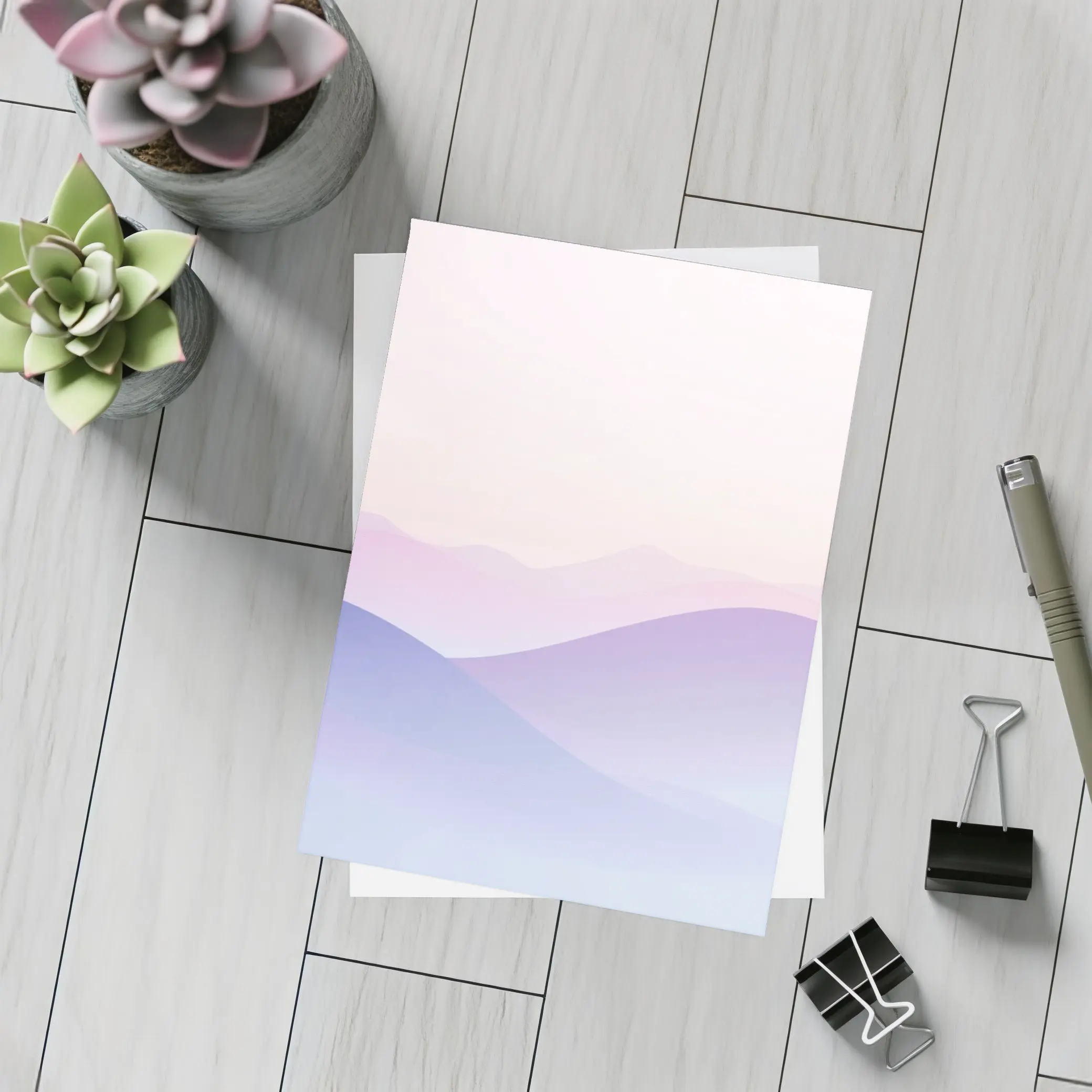 Pastel Purple Mountain Layers Soft Sky – Postcards
