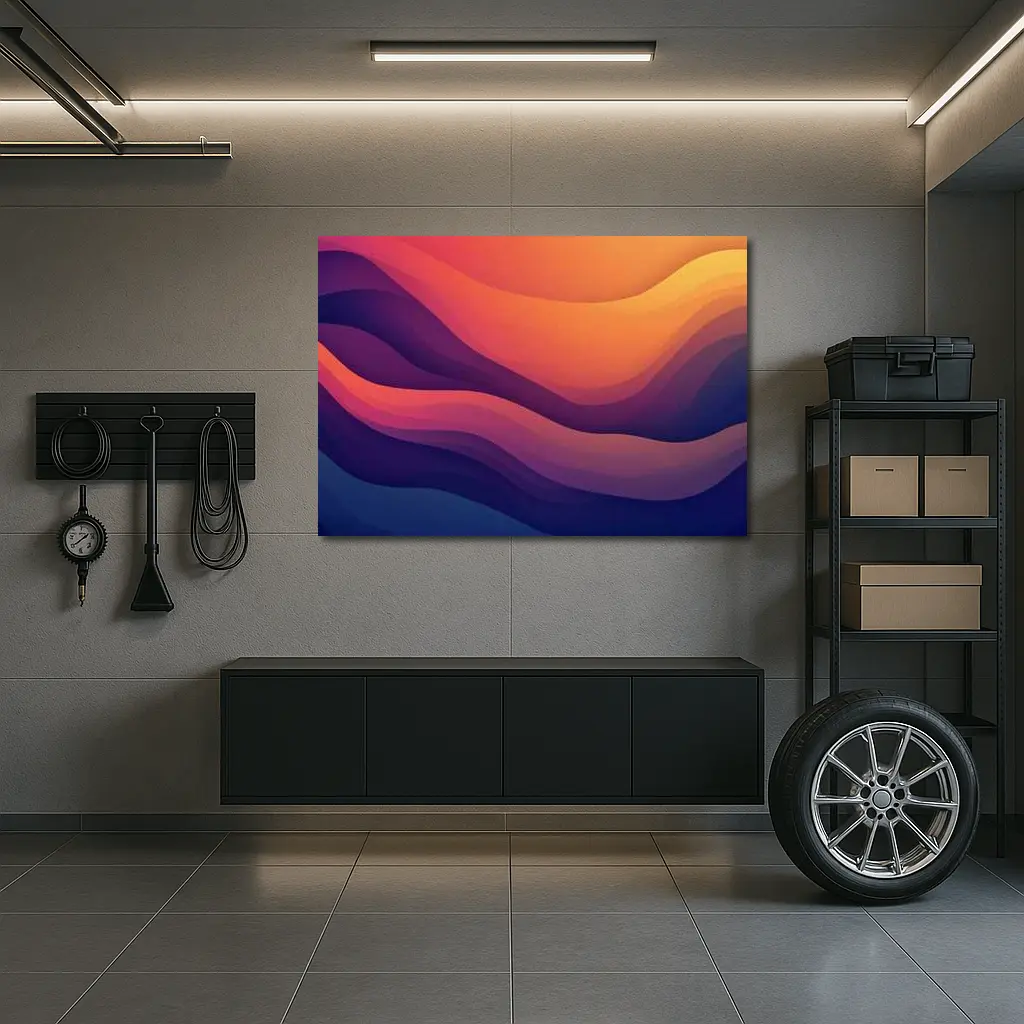 Abstract Wave Gradient Purple Orange Art – Wall Art