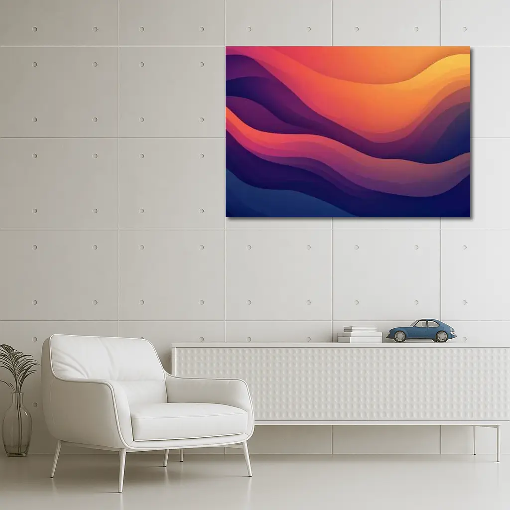 Abstract Wave Gradient Purple Orange Art – Wall Art