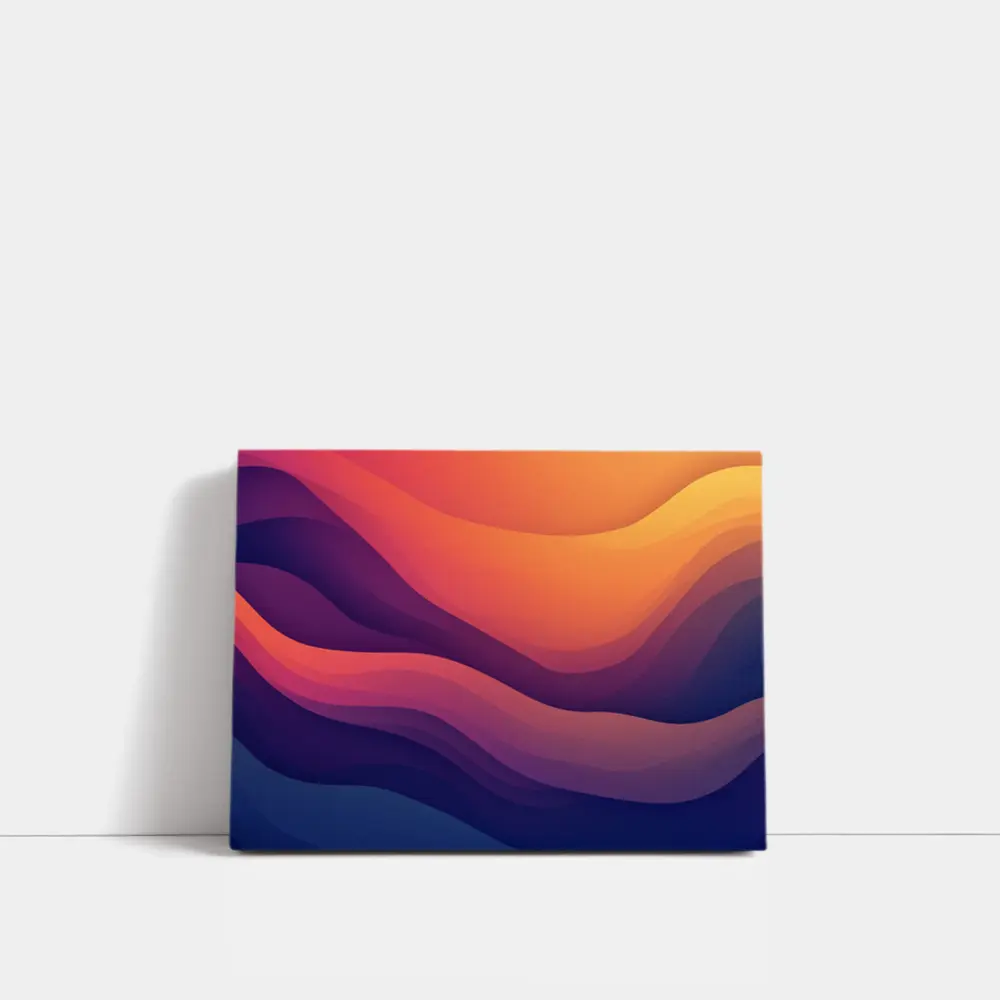 Abstract Wave Gradient Purple Orange Art – Wall Art
