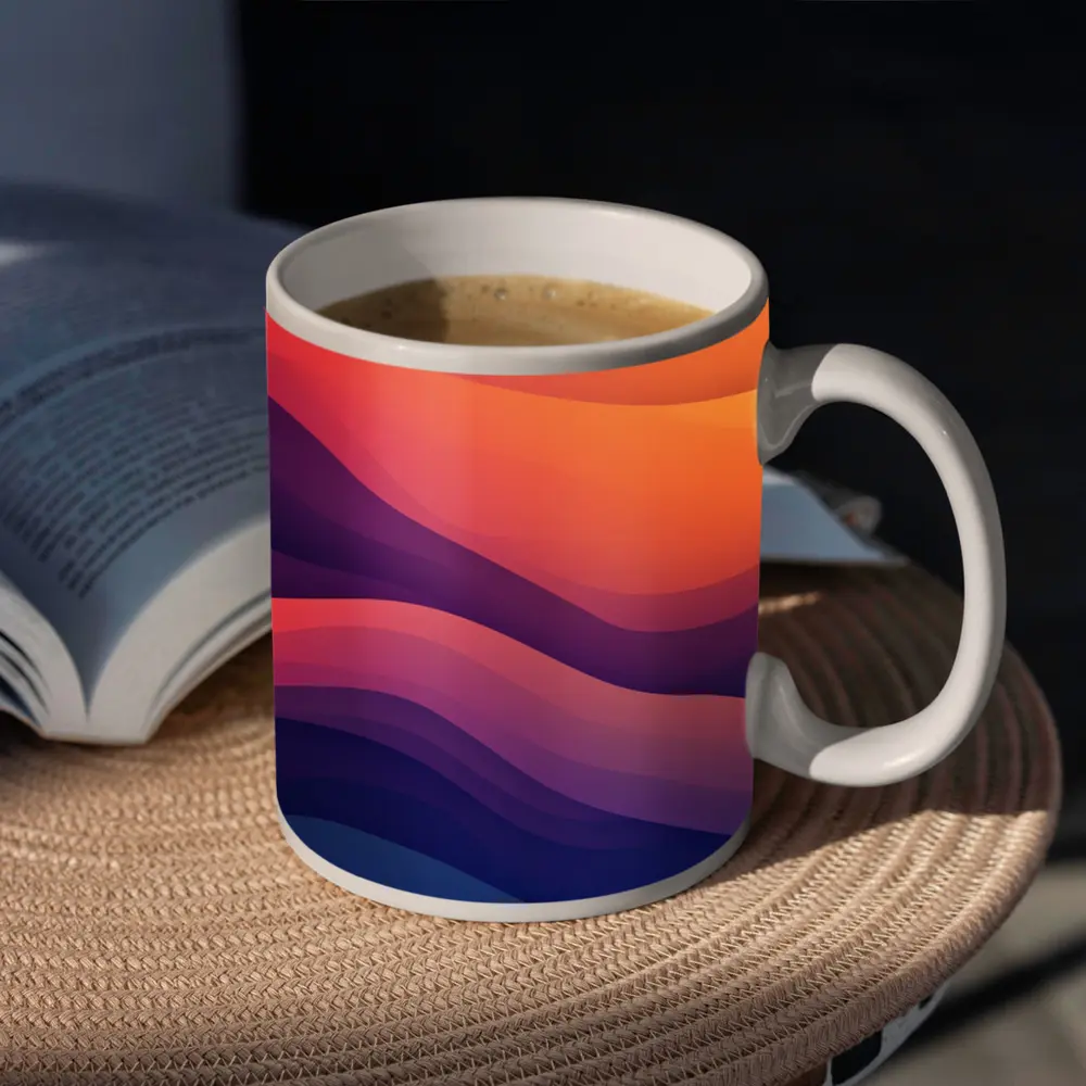 Abstract Wave Gradient Purple Orange Art – Mugs