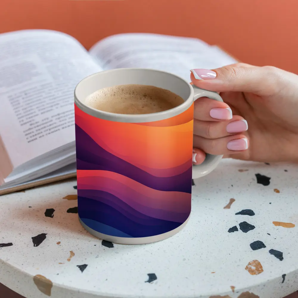 Abstract Wave Gradient Purple Orange Art – Mugs