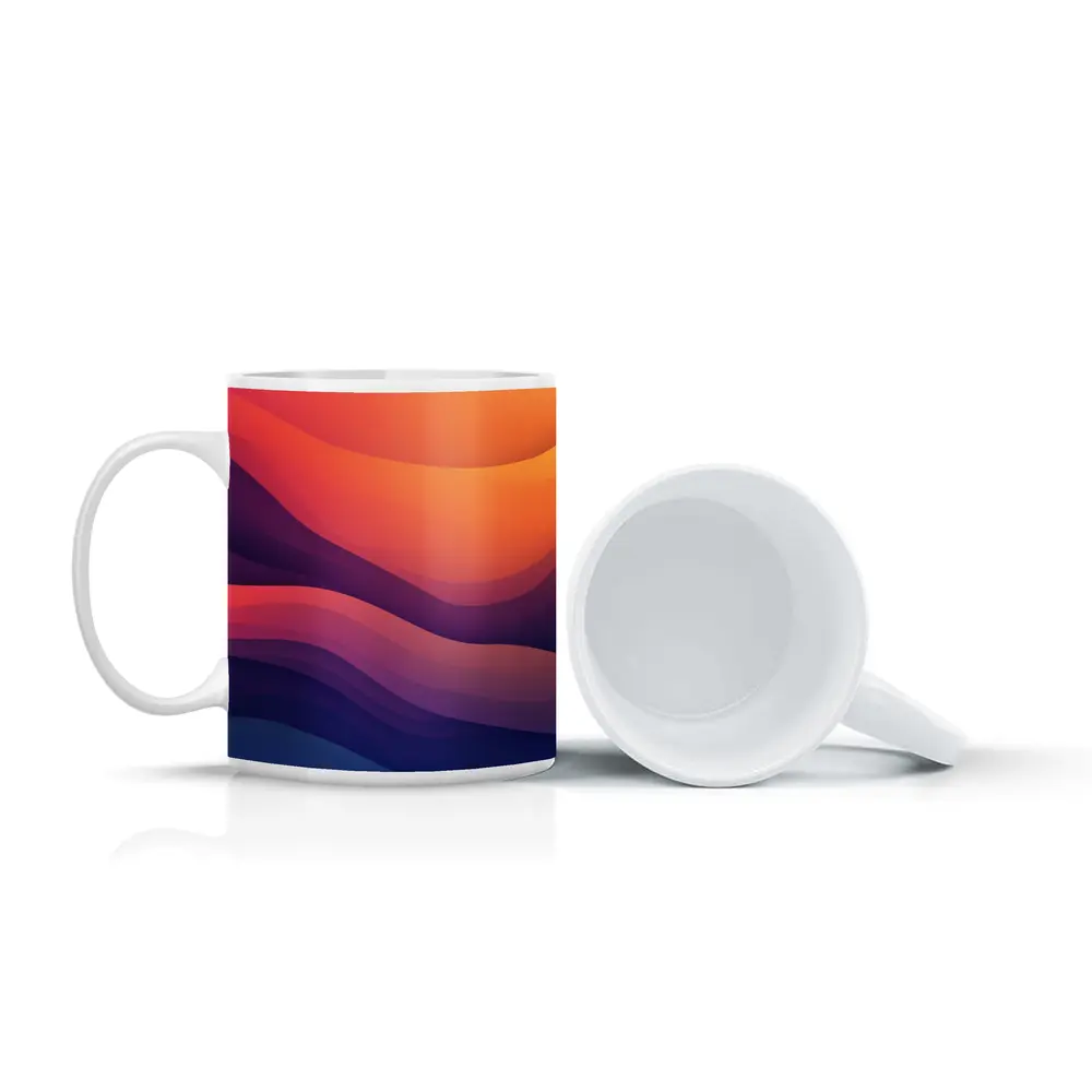 Abstract Wave Gradient Purple Orange Art – Mugs