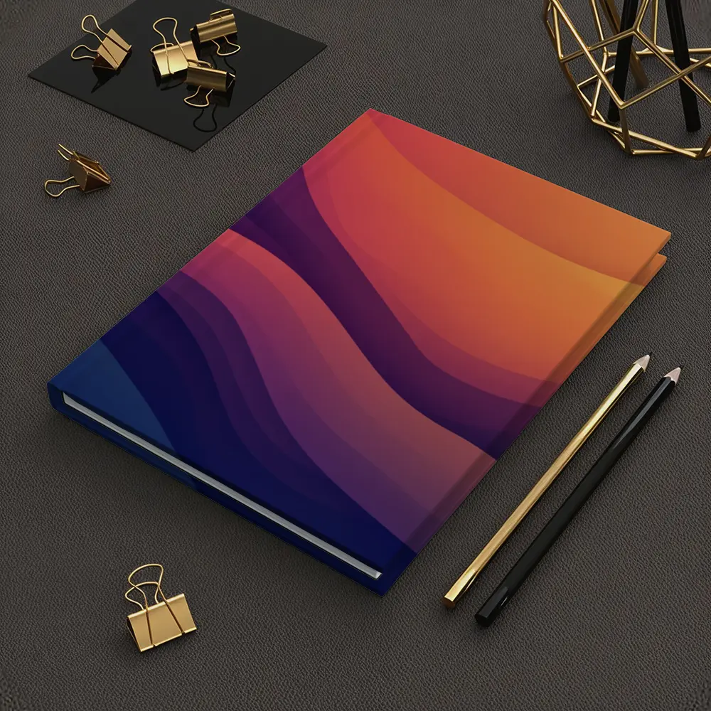 Abstract Wave Gradient Purple Orange Art – Notebooks