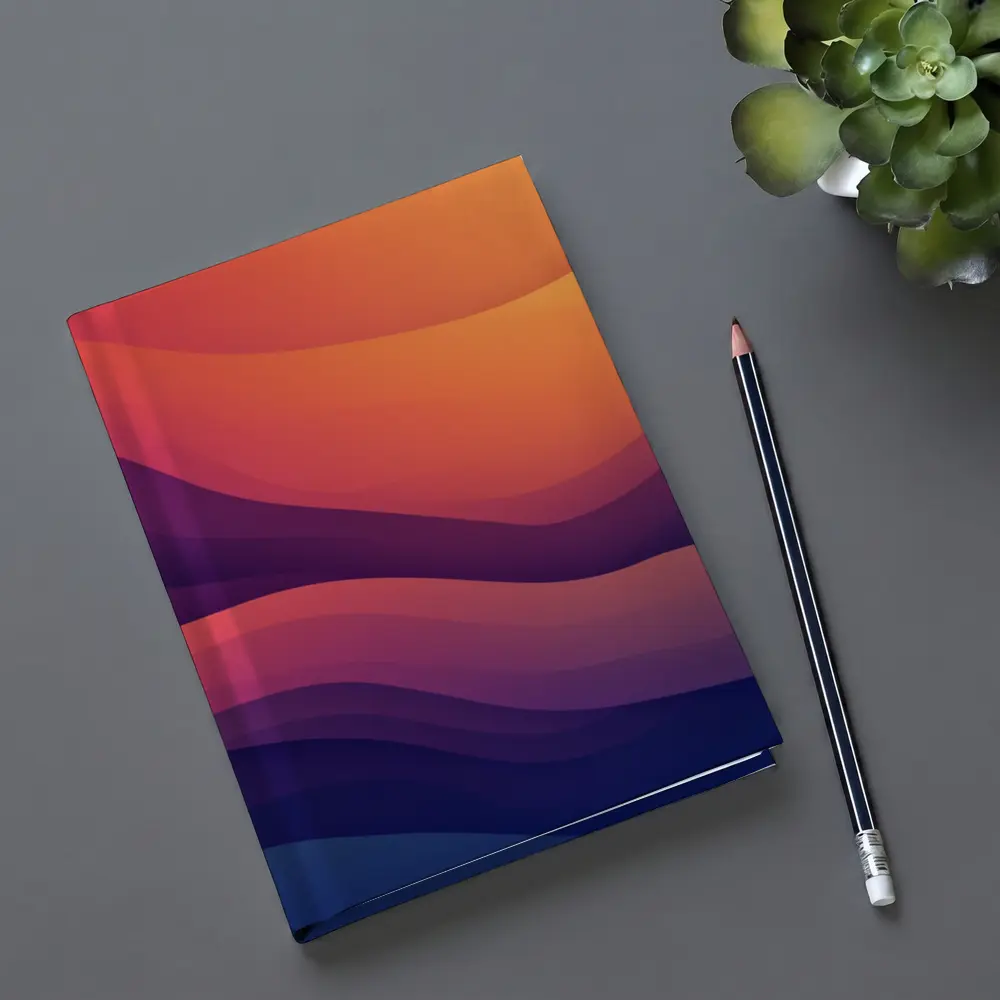 Abstract Wave Gradient Purple Orange Art – Notebooks
