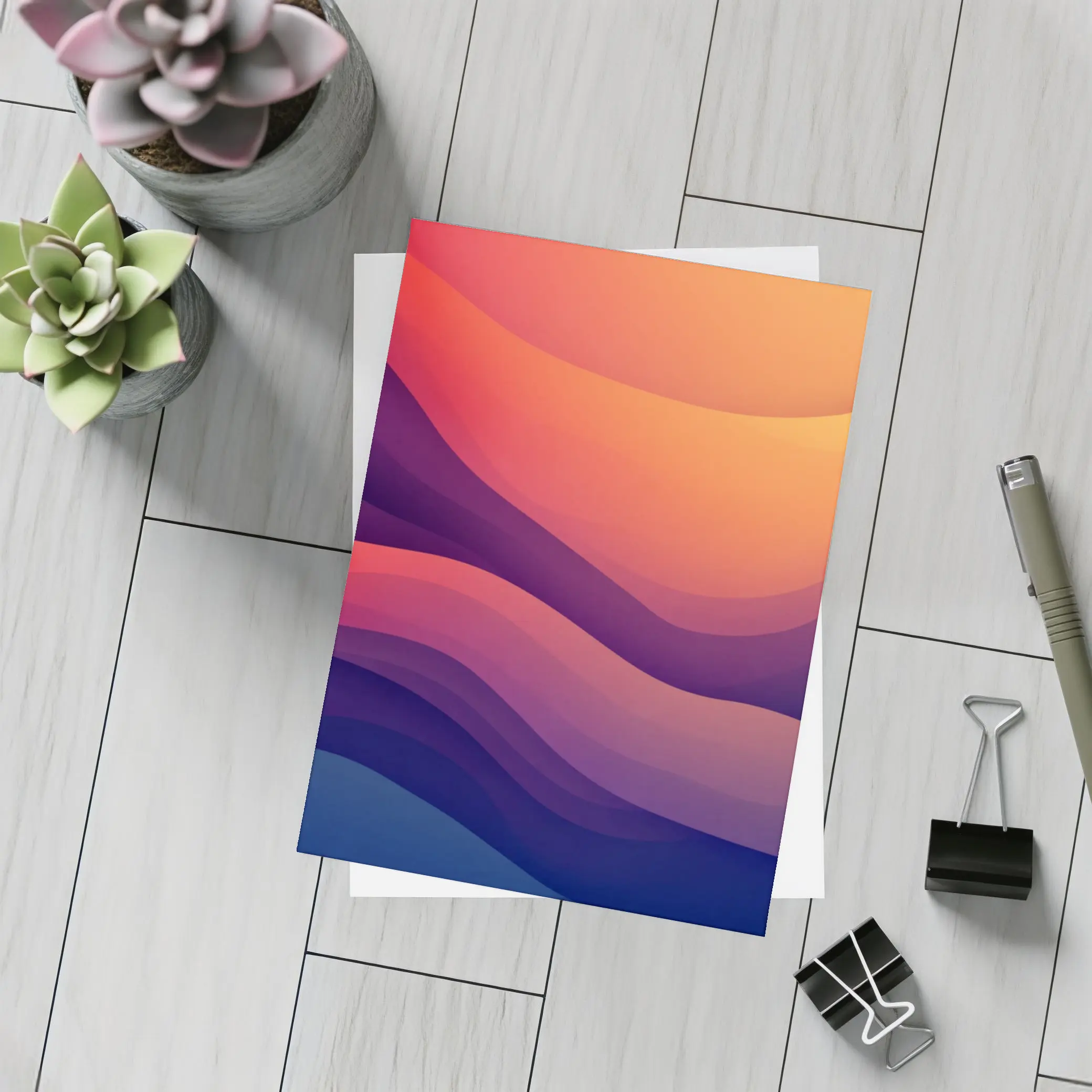 Abstract Wave Gradient Purple Orange Art – Postcards