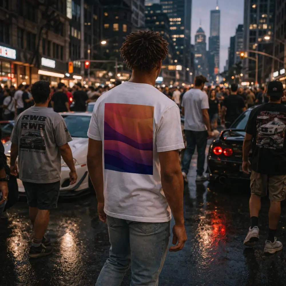 Abstract Wave Gradient Purple Orange Art – T-Shirts