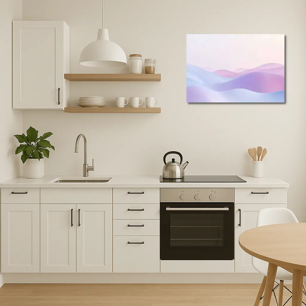 Pastel Purple Blue Abstract Wave Landscape Art – Wall Art