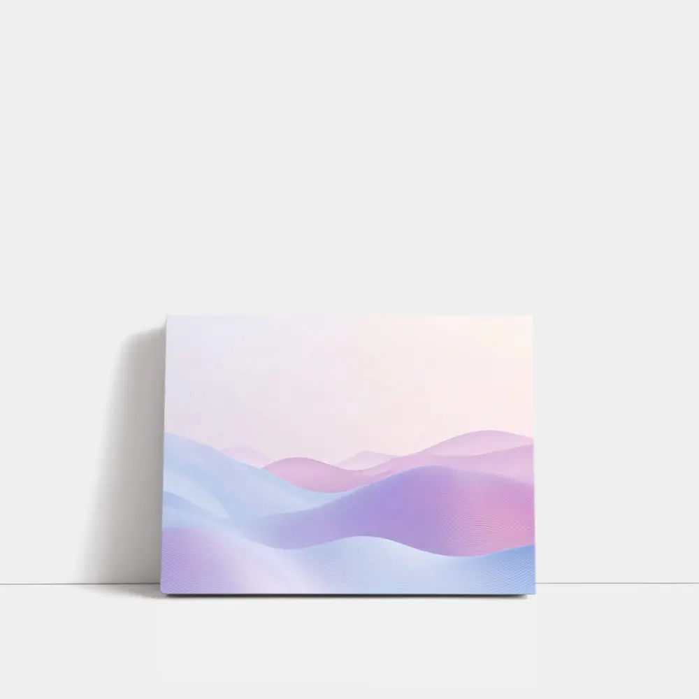 Pastel Purple Blue Abstract Wave Landscape Art – Wall Art