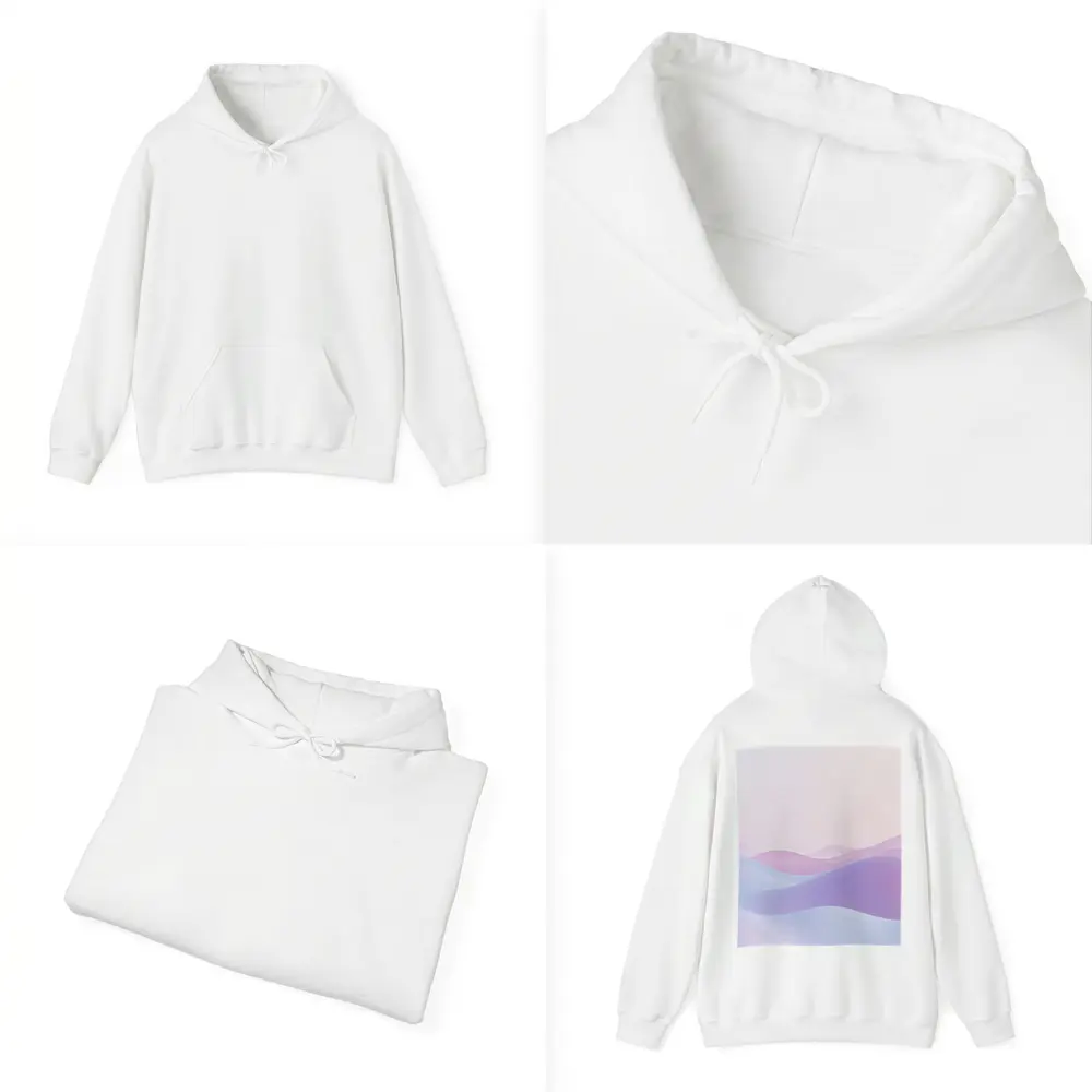 Pastel Purple Blue Abstract Wave Landscape Art – Hoodies