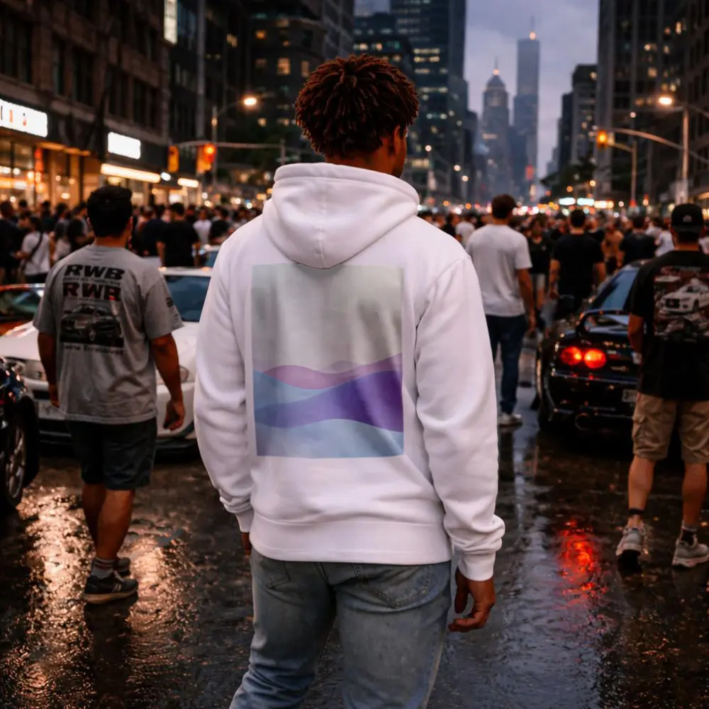 Pastel Purple Blue Abstract Wave Landscape Art – Hoodies