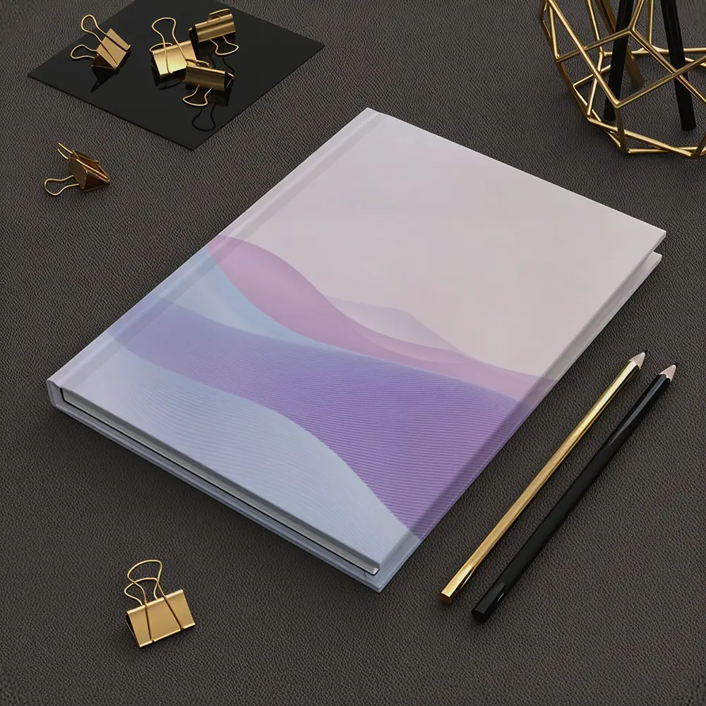 Pastel Purple Blue Abstract Wave Landscape Art – Notebooks