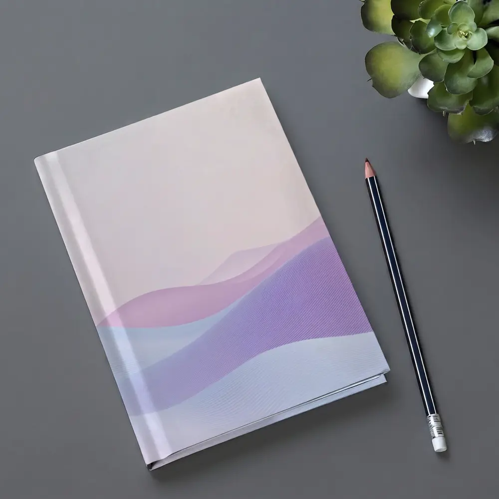 Pastel Purple Blue Abstract Wave Landscape Art – Notebooks