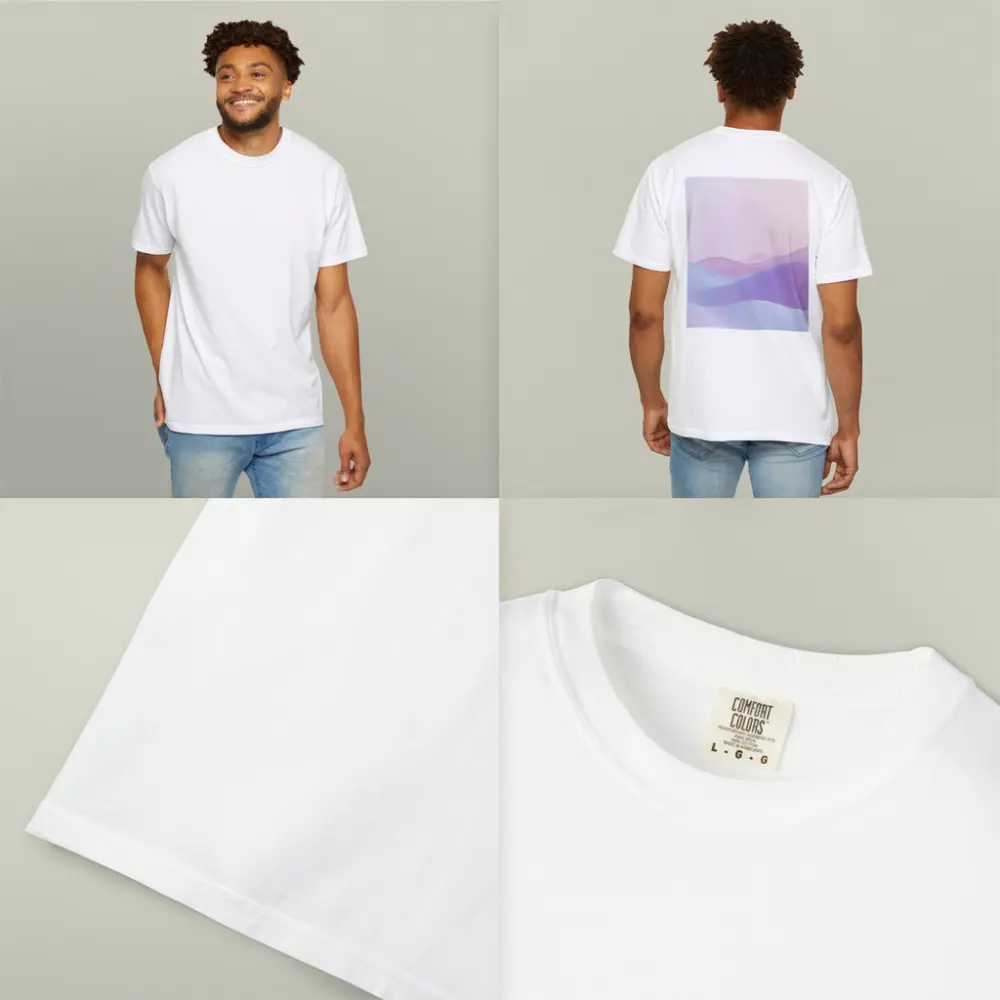 Pastel Purple Blue Abstract Wave Landscape Art – T-Shirts