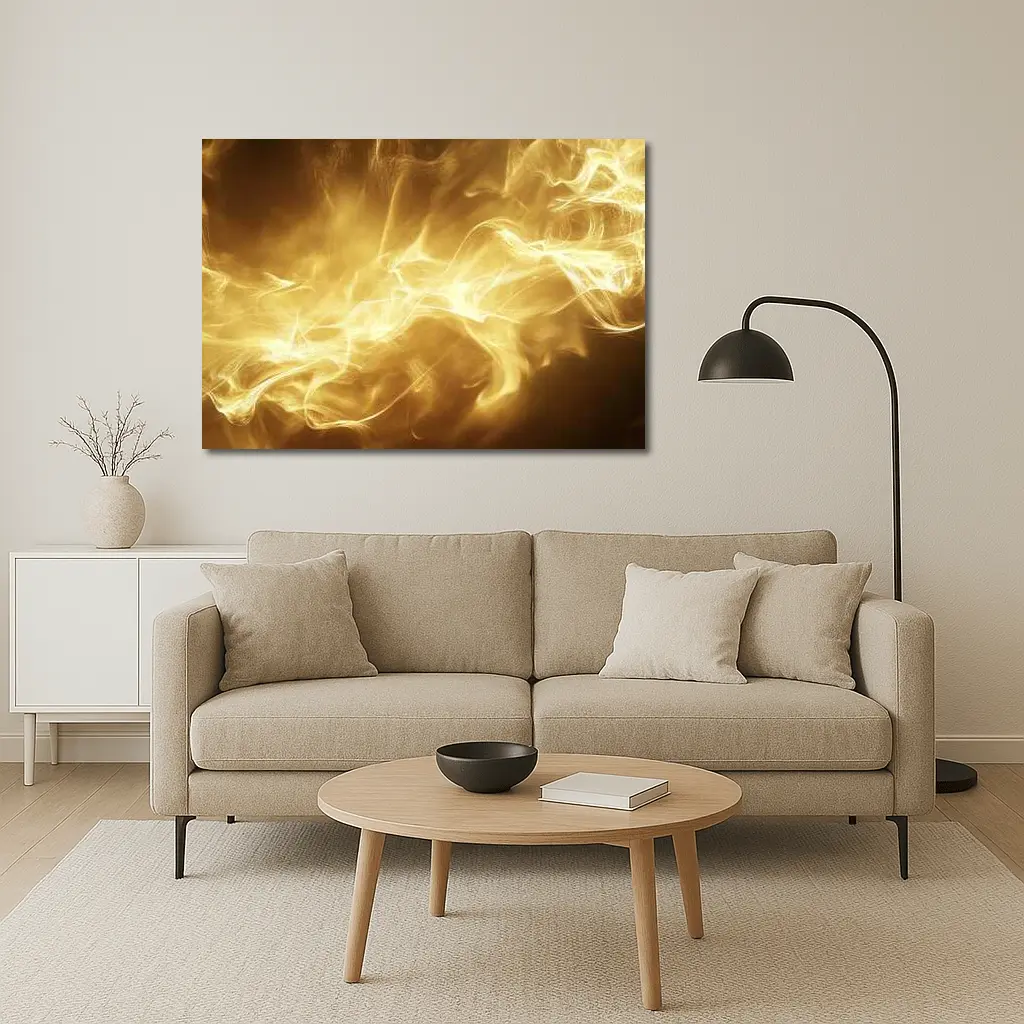 Golden Smoke Abstract Dark Background Art – Wall Art