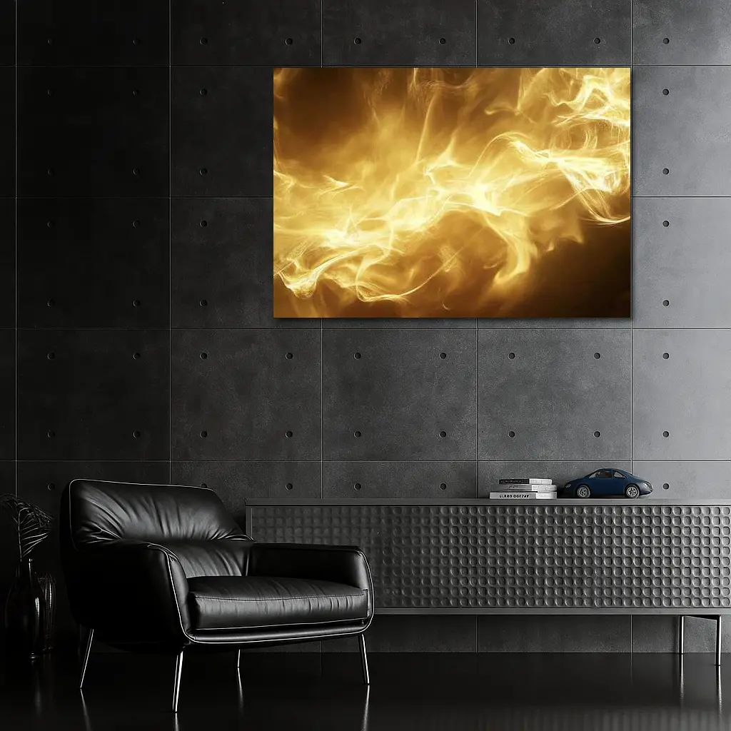 Golden Smoke Abstract Dark Background Art – Wall Art