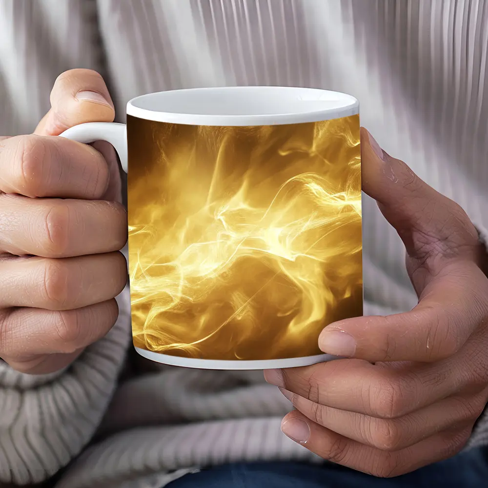 Golden Smoke Abstract Dark Background Art – Mugs